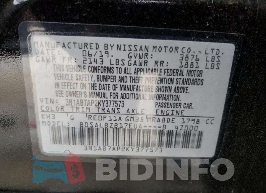 3N1AB7AP2KY377573 Photo# 12