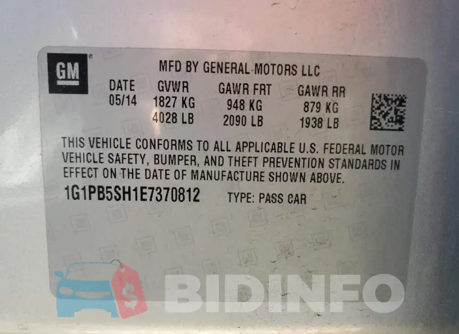 1G1PB5SH1E7370812 Photo# 12