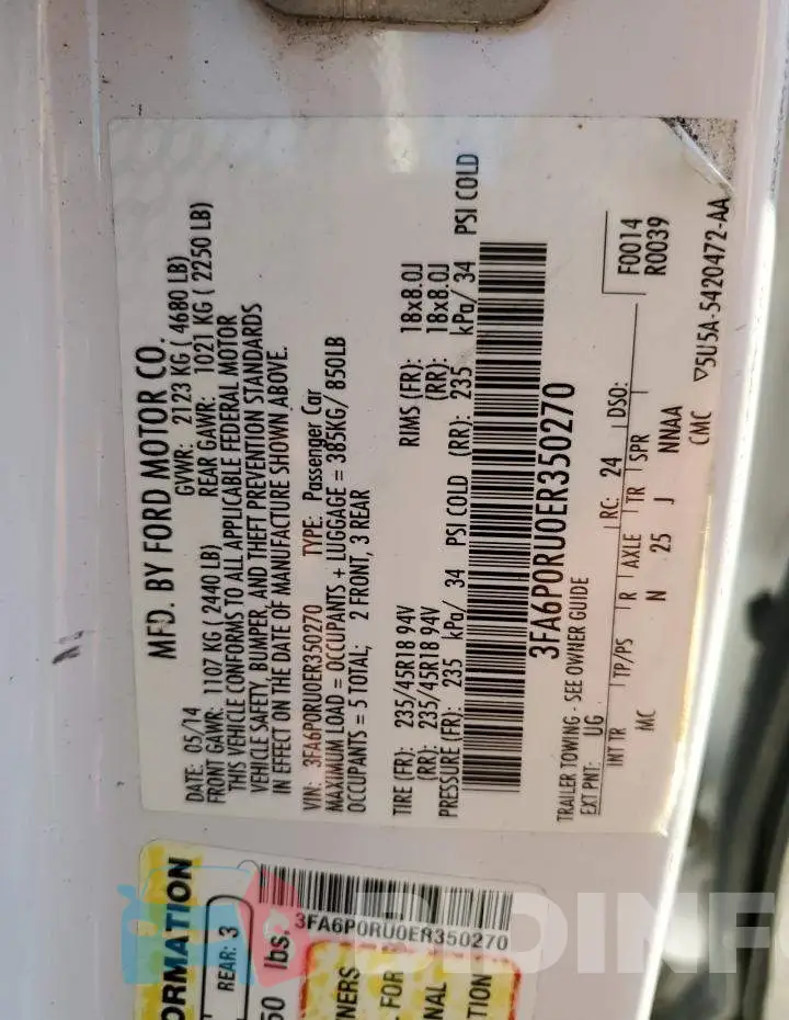 3FA6P0RU0ER350270 Photo# 12