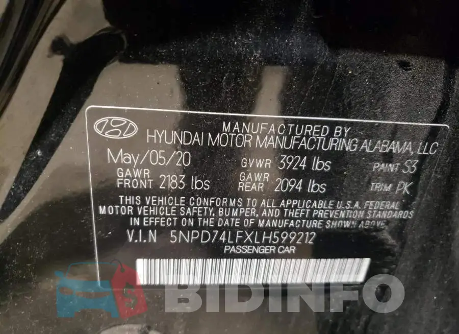 5NPD74LFXLH599212 Photo# 12