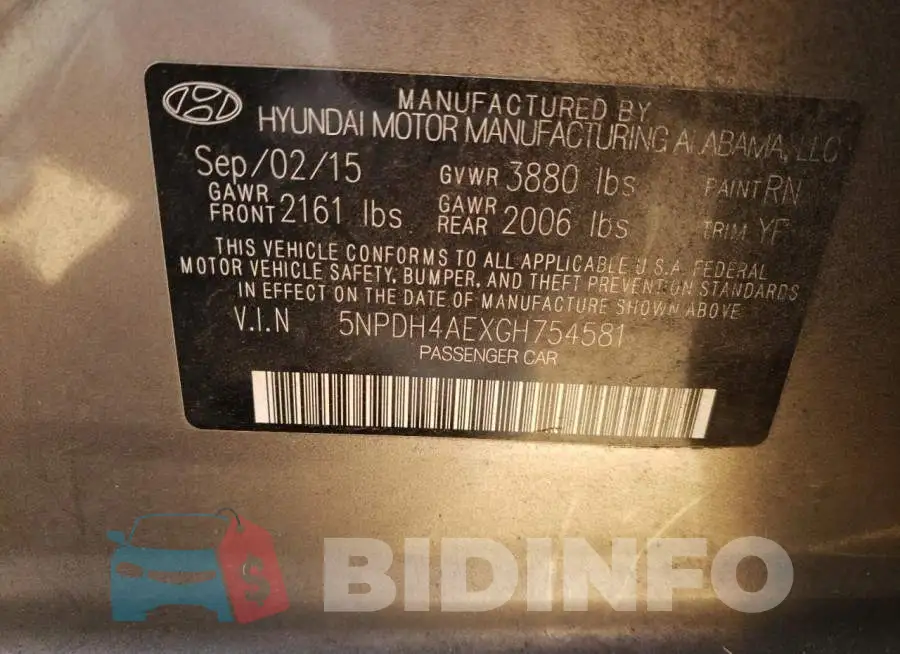 5NPDH4AEXGH754581 Photo# 12