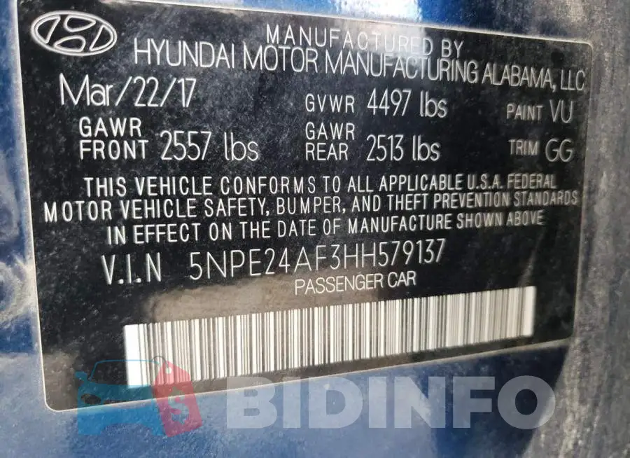 5NPE24AF3HH579137 Photo# 10
