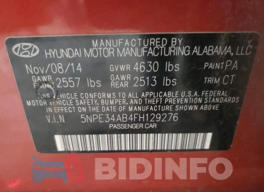 5NPE34AB4FH129276 Photo# 13