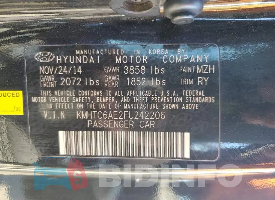 KMHTC6AE2FU242206 Photo# 10