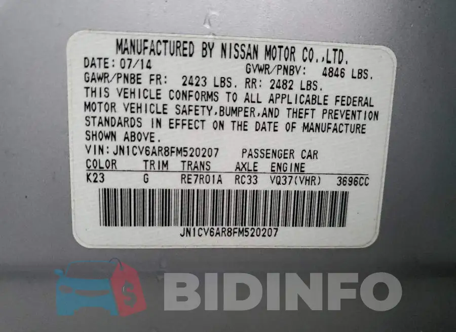 JN1CV6AR8FM520207 Photo# 12