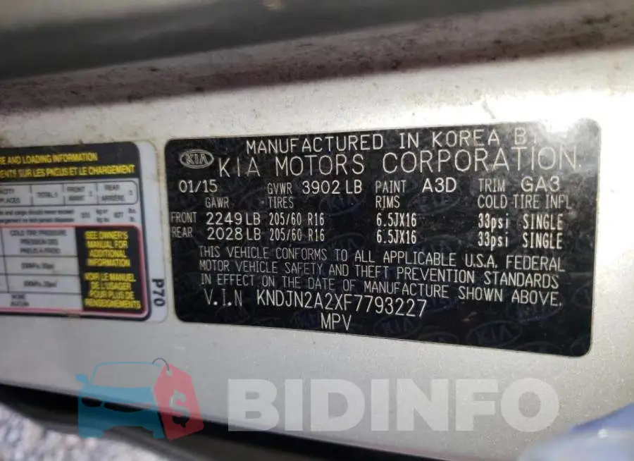 KNDJN2A2XF7793227 Photo# 10