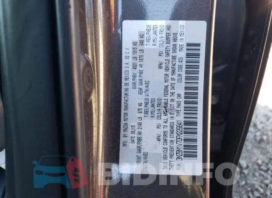 3MZBM1V70FM229841 Photo# 12