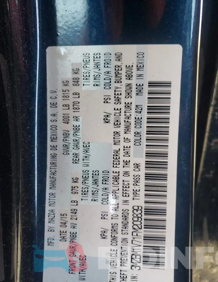 3MZBM1V71FM209839 Photo# 12