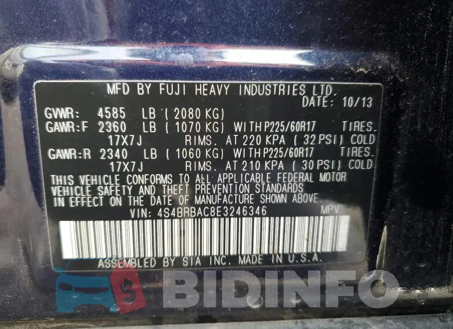 4S4BRBAC8E3246346 Photo# 13