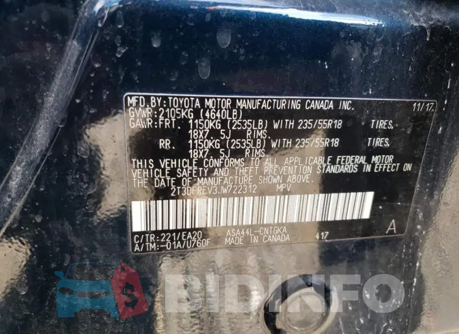 2T3DFREV3JW722312 Photo# 10