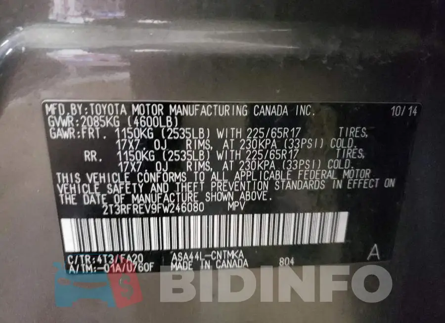 2T3RFREV9FW246080 Photo# 10