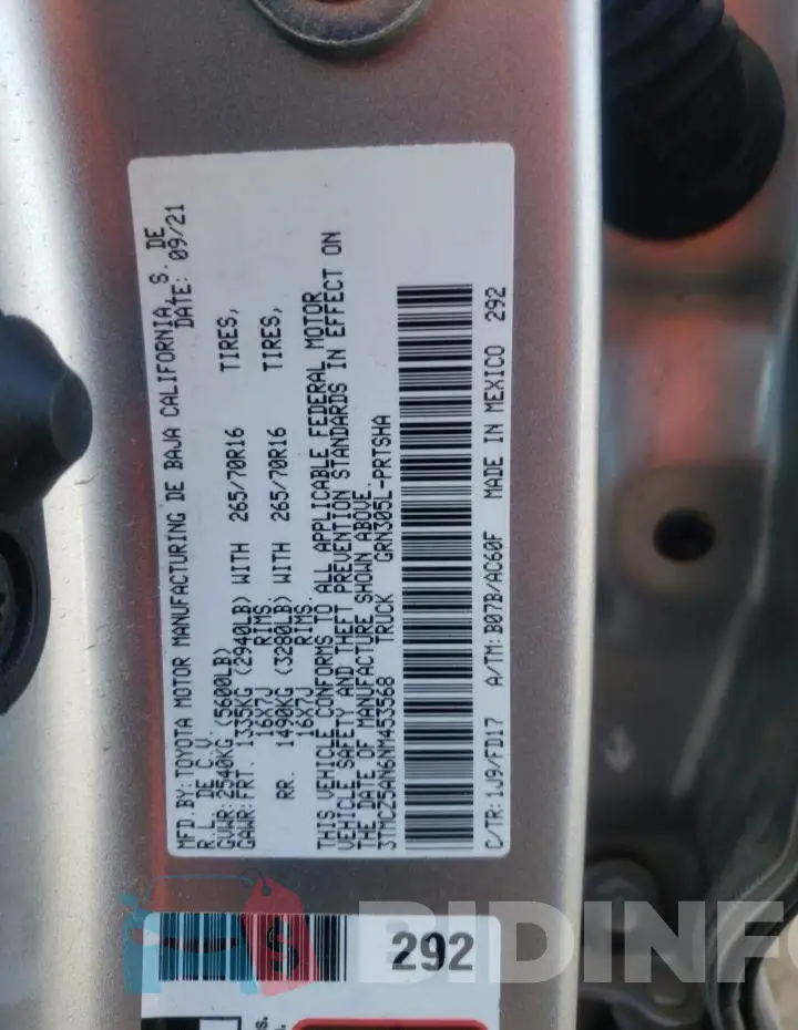 3TMCZ5AN6NM453568 Photo# 10