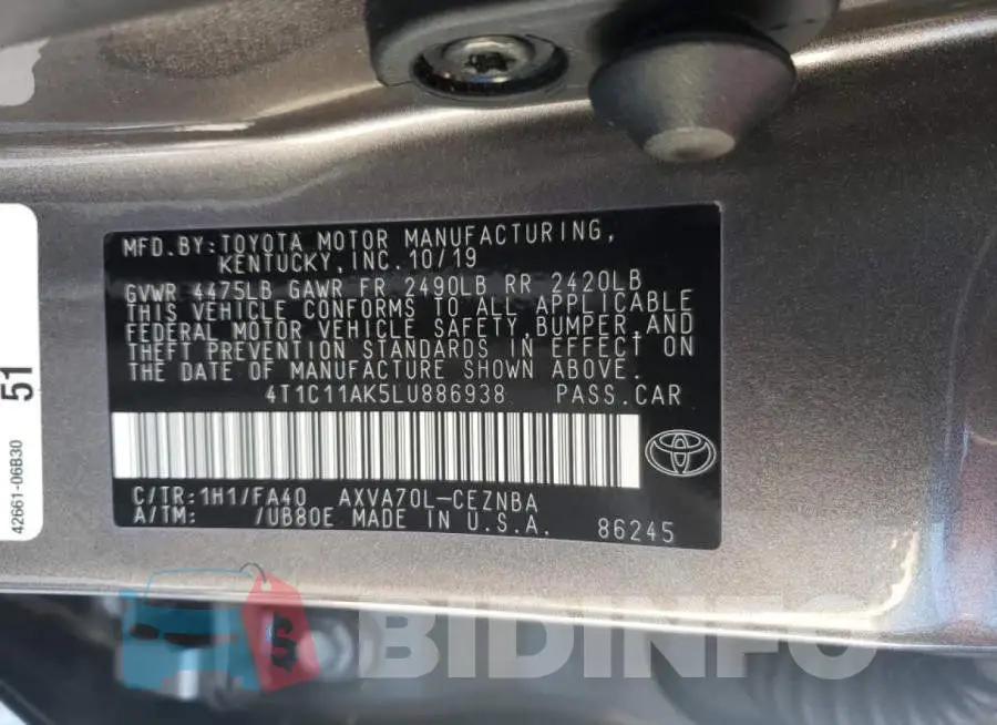 4T1C11AK5LU886938 Photo# 10