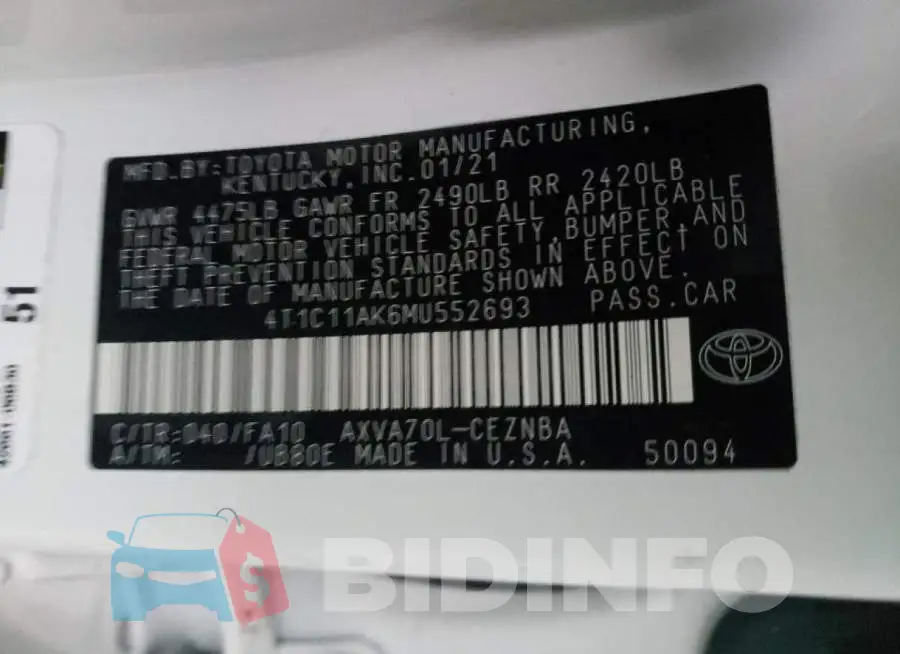 4T1C11AK6MU552693 Photo# 13