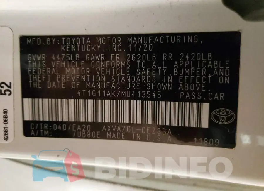 4T1G11AK7MU413545 Photo# 12
