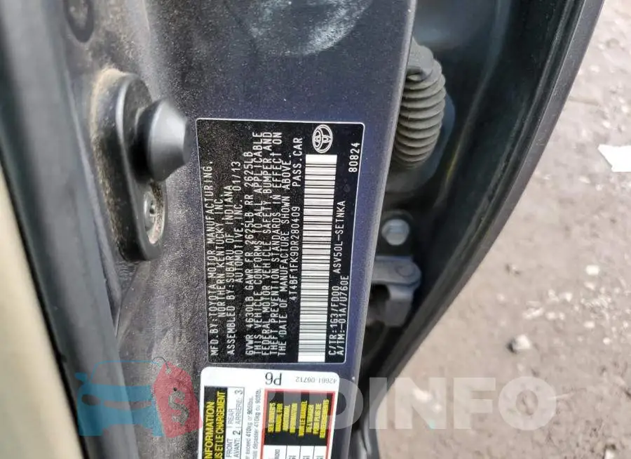 4T4BF1FK9DR280409 Photo# 13
