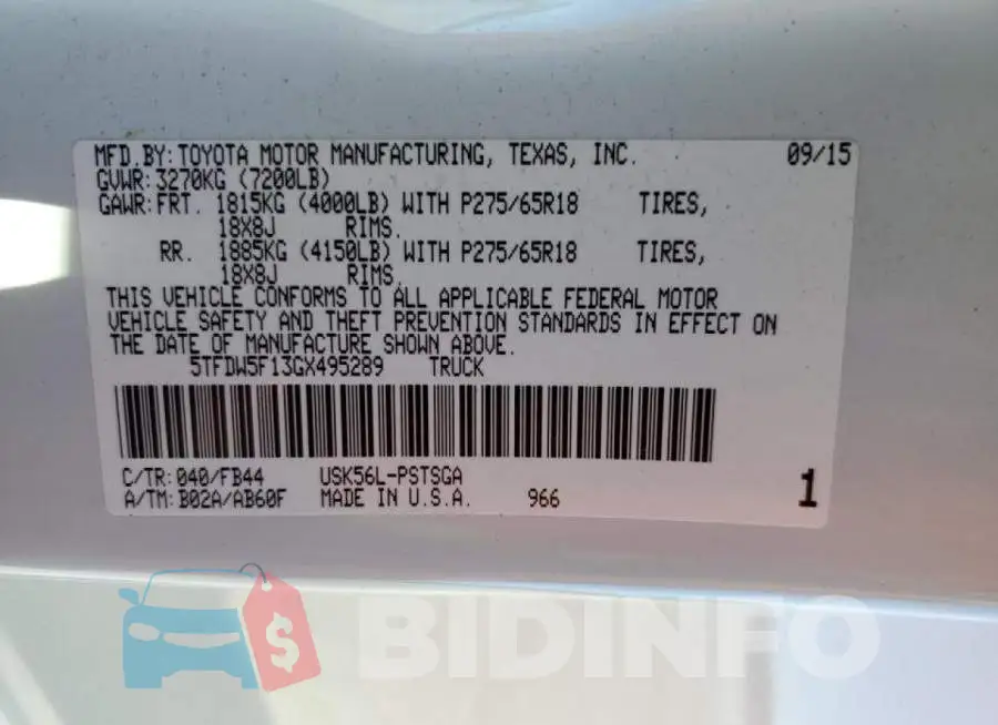 5TFDW5F13GX495289 Photo# 10
