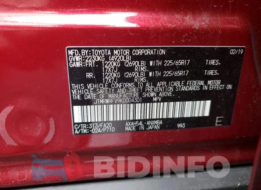 JTMRWRFV9KD004301 Photo# 12