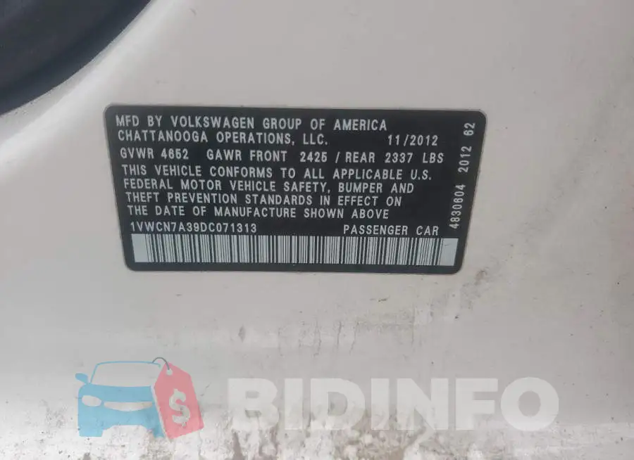 1VWCN7A39DC071313 Photo# 12