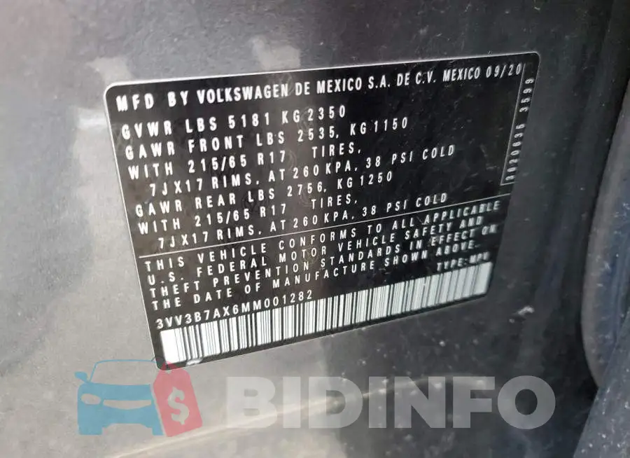 3VV3B7AX6MM001282 Photo# 13