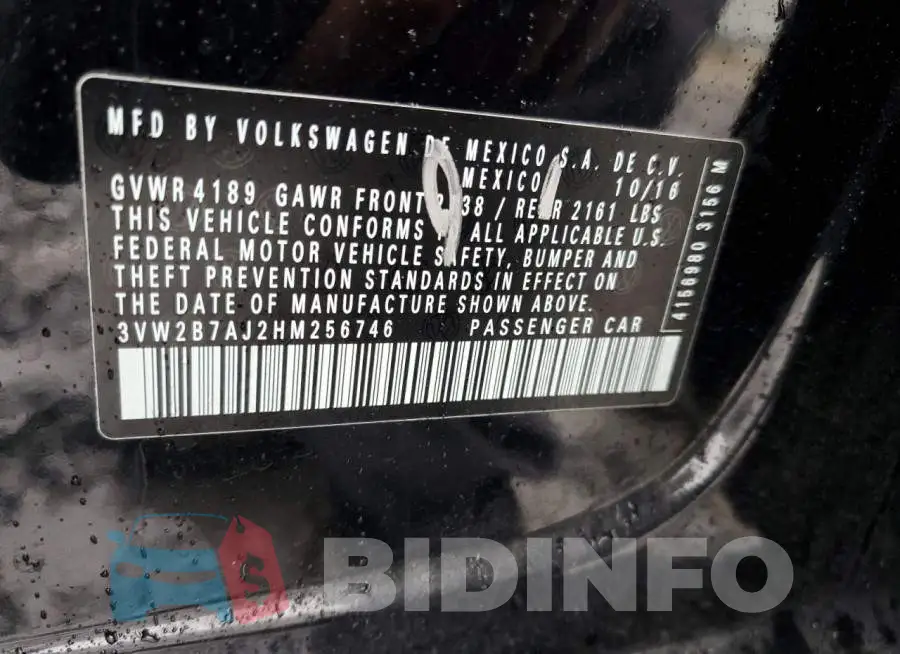 3VW2B7AJ2HM256746 Photo# 12