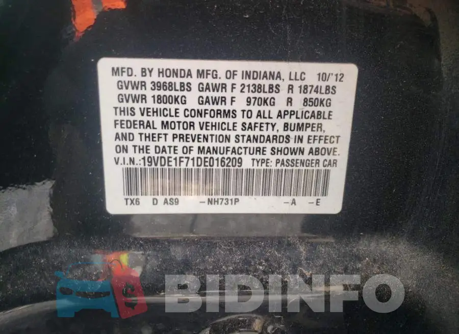 19VDE1F71DE016209 Photo# 12