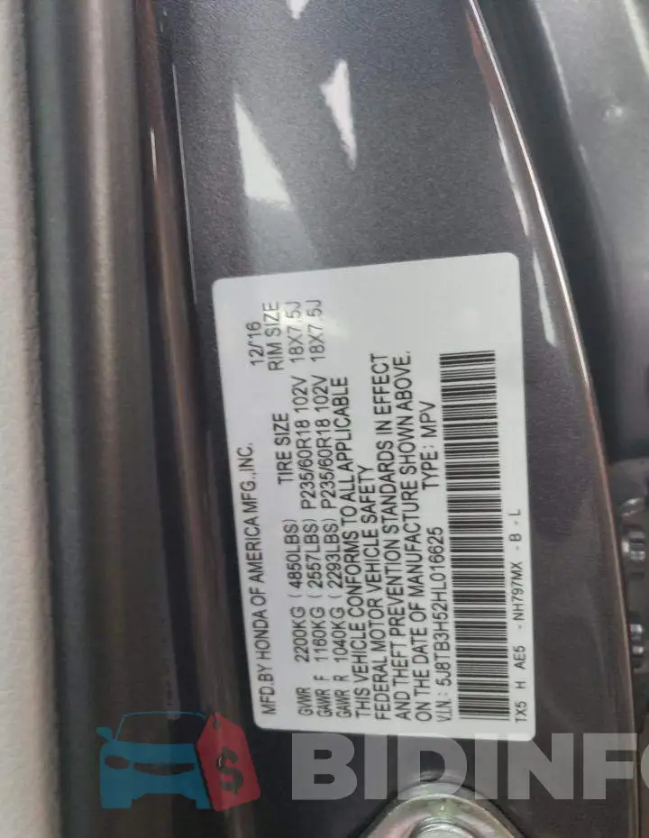 5J8TB3H52HL016625 Photo# 12