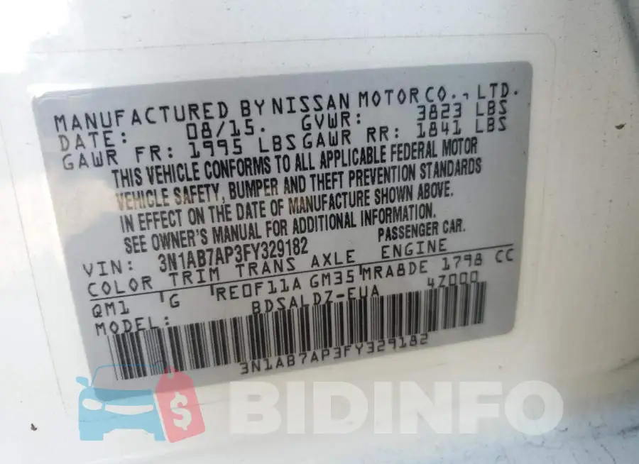 3N1AB7AP3FY329182 Photo# 10