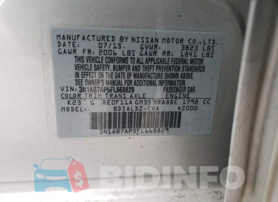3N1AB7AP5FL668829 Photo# 12