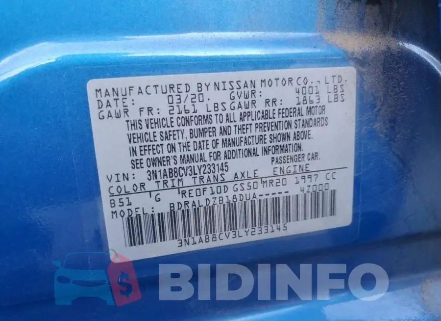 3N1AB8CV3LY233145 Photo# 10
