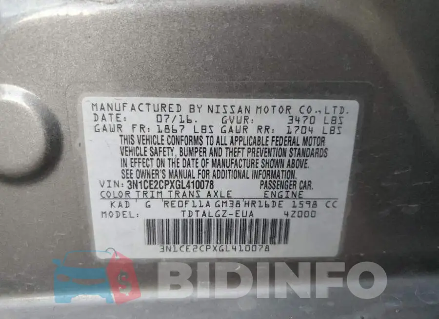 3N1CE2CPXGL410078 Photo# 10