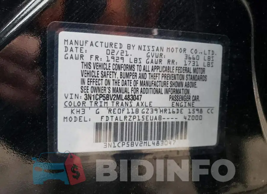 3N1CP5BV2ML483047 Photo# 13