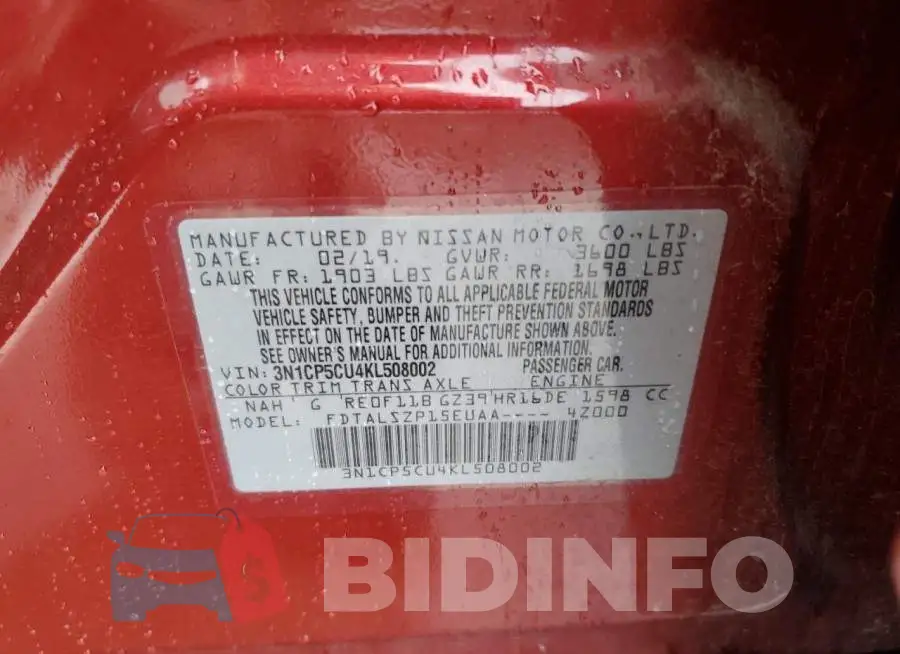 3N1CP5CU4KL508002 Photo# 13