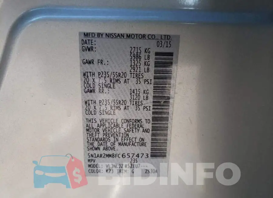5N1AR2MM8FC657473 Photo# 13