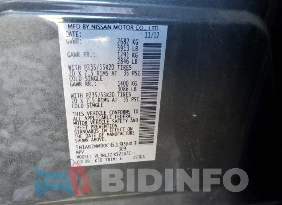5N1AR2MM9DC619943 Photo# 10