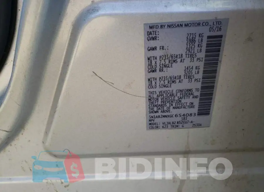 5N1AR2MNXGC654083 Photo# 10
