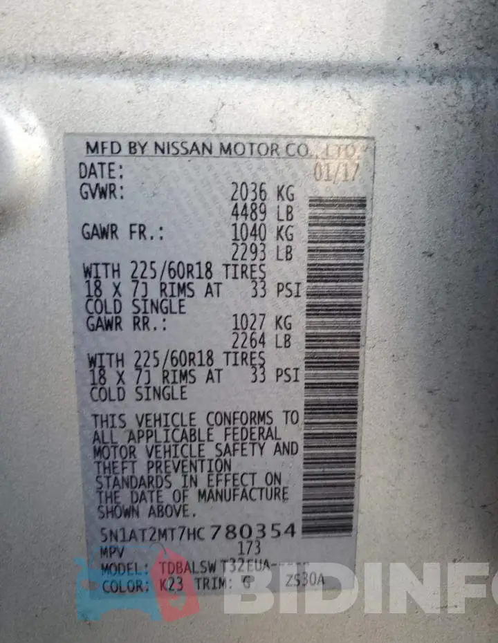 5N1AT2MT7HC780354 Photo# 13