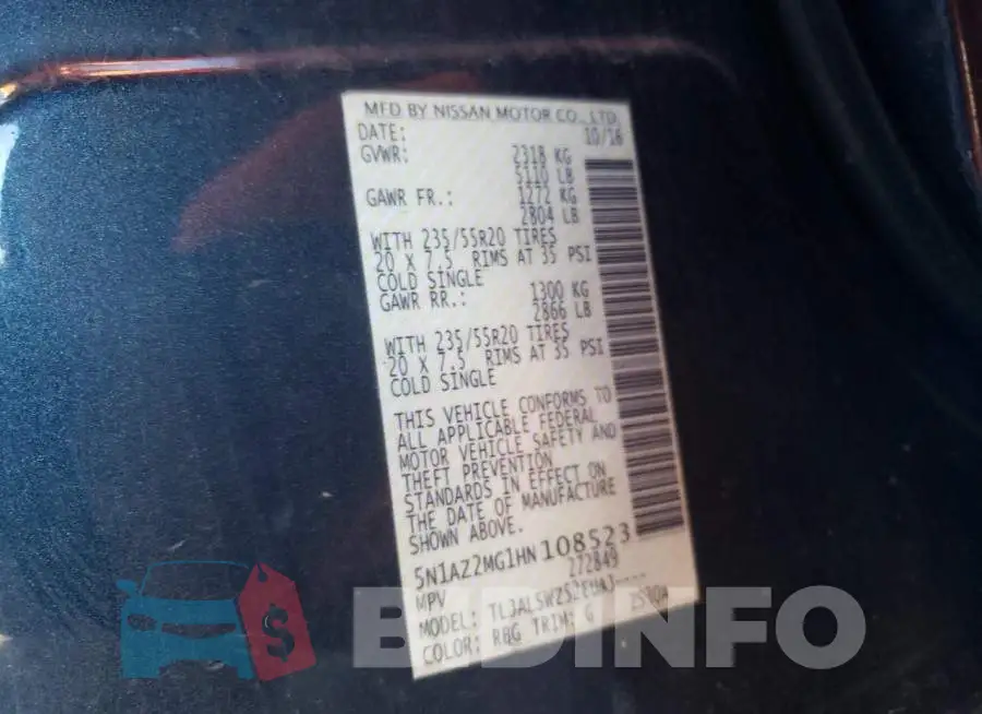 5N1AZ2MG1HN108523 Photo# 13