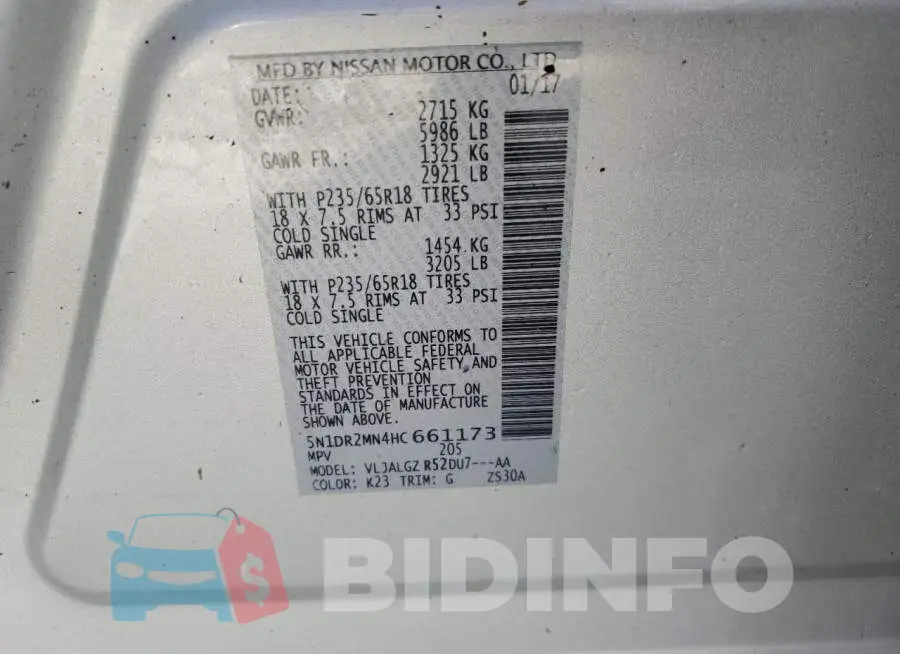 5N1DR2MN4HC661173 Photo# 10