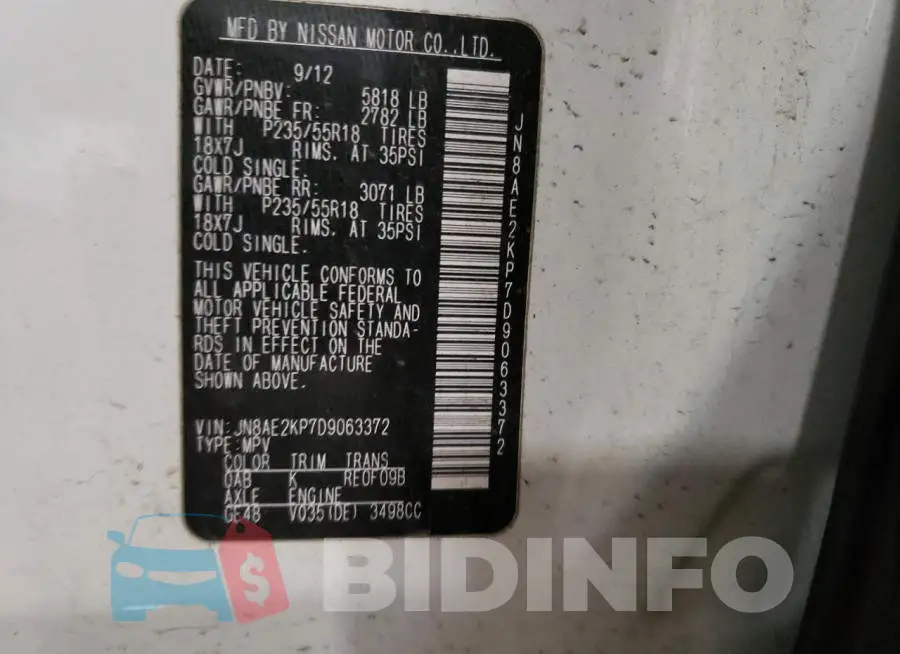 JN8AE2KP7D9063372 Photo# 13