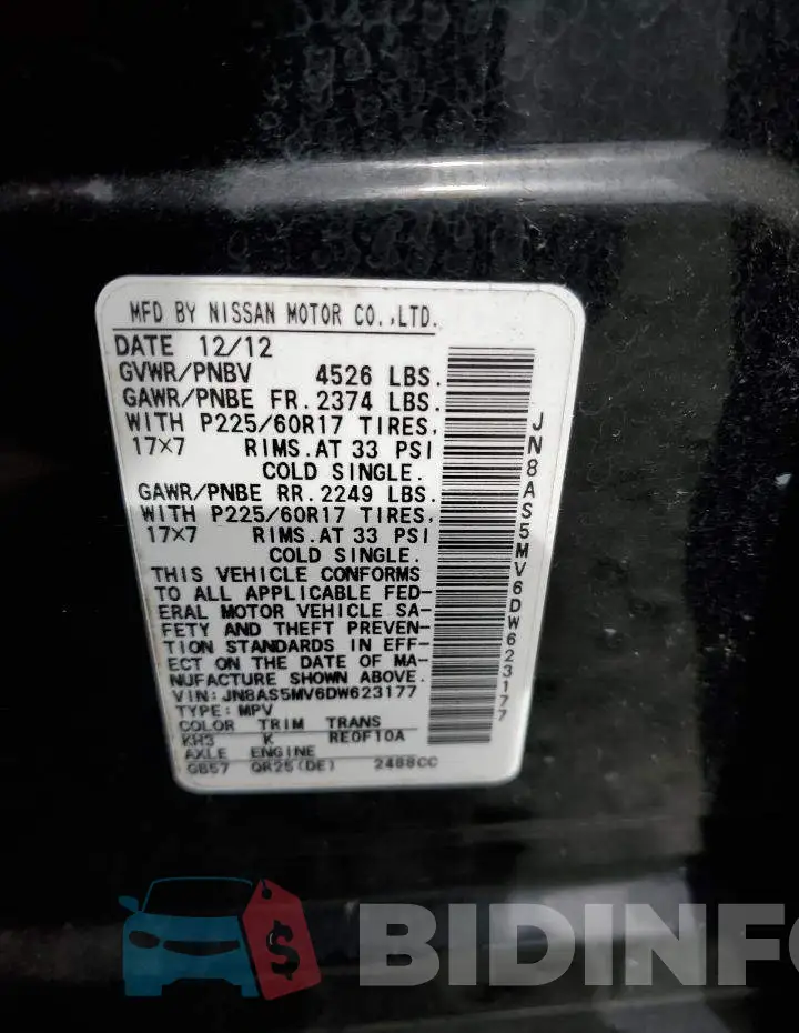 JN8AS5MV6DW623177 Photo# 14