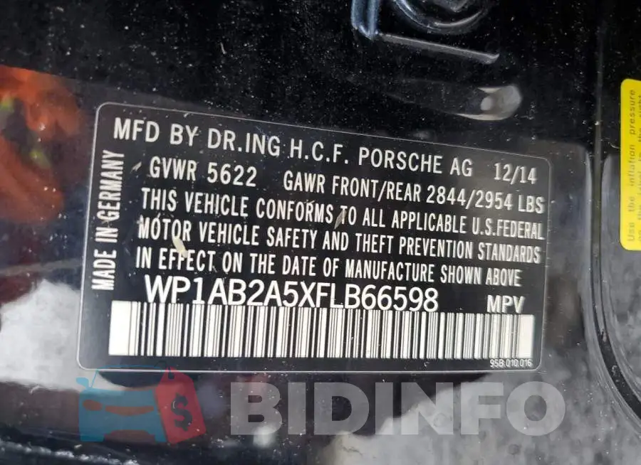 WP1AB2A5XFLB66598 Photo# 10
