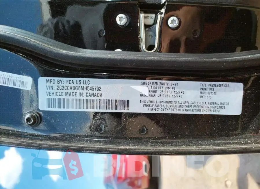 2C3CCABG6MH545792 Photo# 10