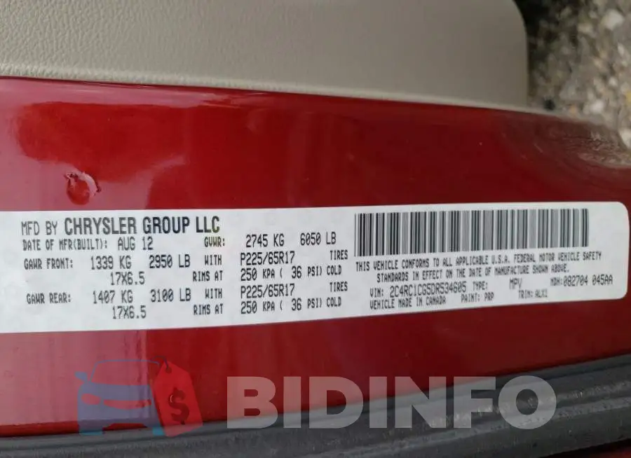 2C4RC1CG5DR534605 Photo# 10