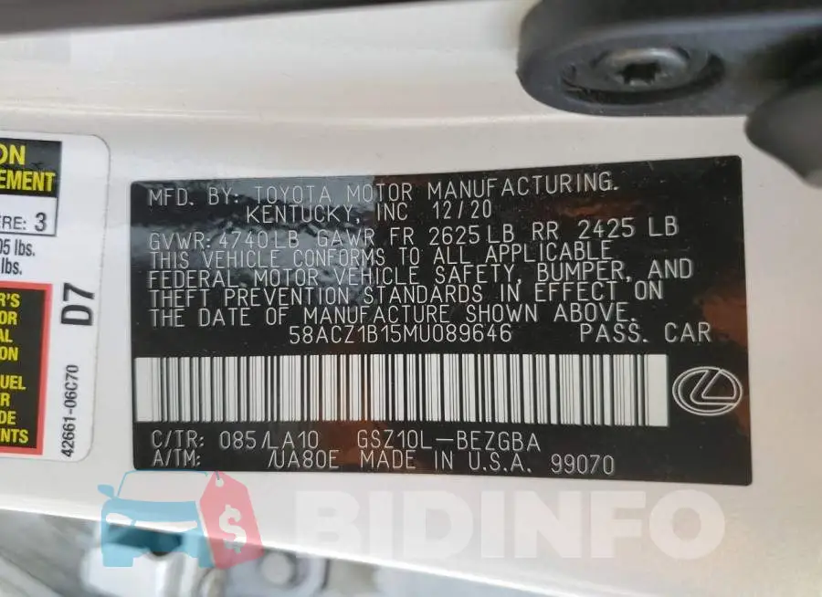 58ACZ1B15MU089646 Photo# 10