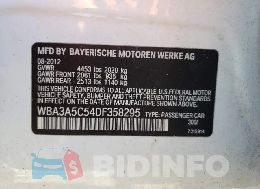 WBA3A5C54DF358295 Photo# 10