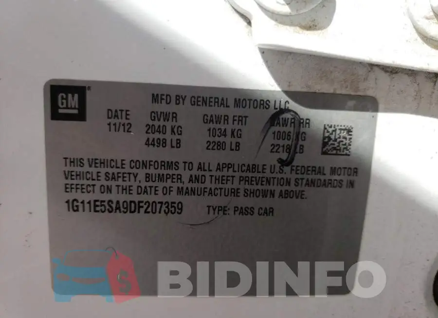 1G11E5SA9DF207359 Photo# 10