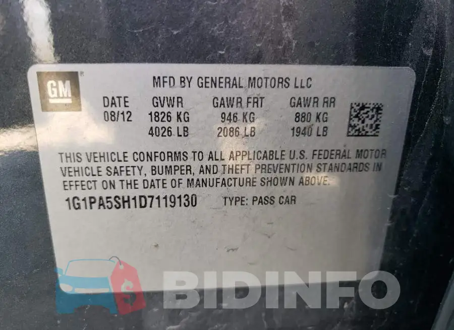 1G1PA5SH1D7119130 Photo# 10