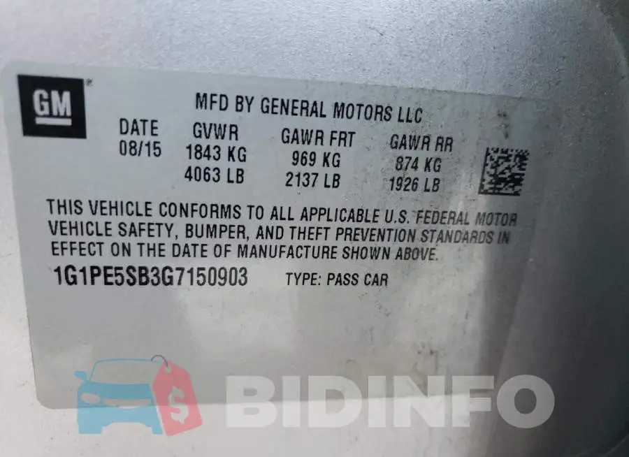 1G1PE5SB3G7150903 Photo# 12
