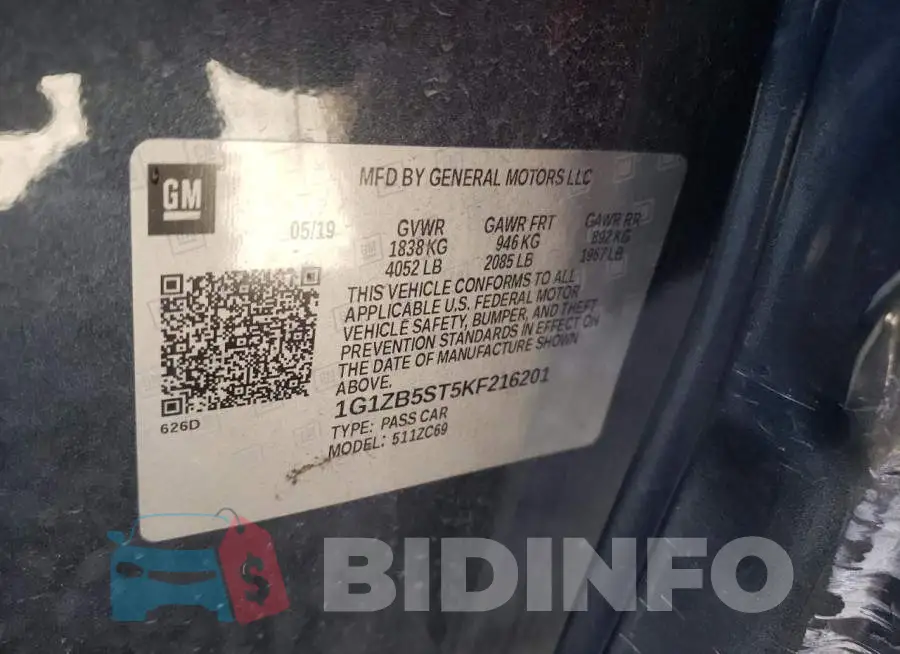 1G1ZB5ST5KF216201 Photo# 10